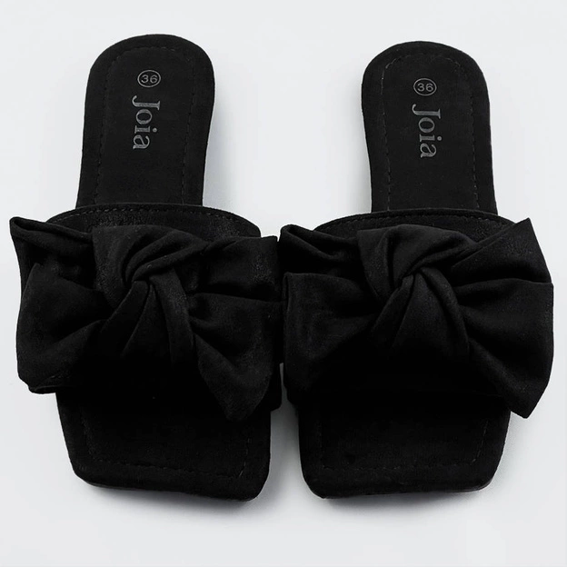 DAMSKIE KLAPKI Z KOKARDĄ CZARNE (LS-97)