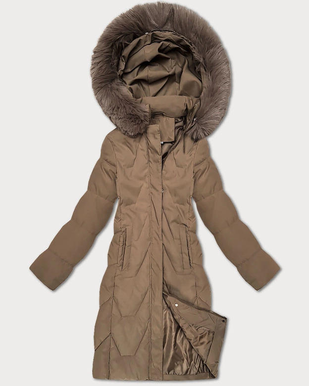 Damska kurtka zimowa z kapturem J Style camel (16M9201-84)