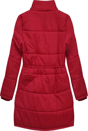 PIKOWANA DAMSKA KURTKA ZIMOWA Z KAPTUREM CZERWONA (B2627)
