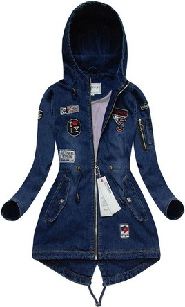 KURTKA JEANSOWA Z NASZYWKAMI GRANATOWA (W514)