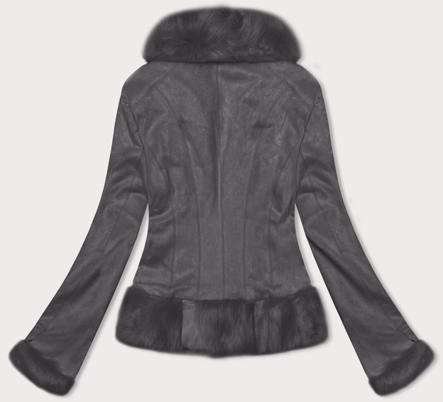 Krótka kurtka damska wiązana Ann Gissy grafitowa (K0327)