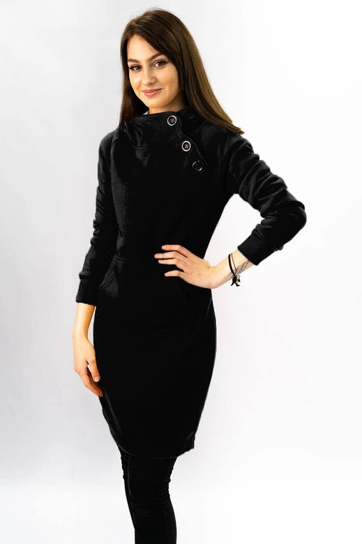 Tunika dresowa z kapturem czarna (xamg696ax )