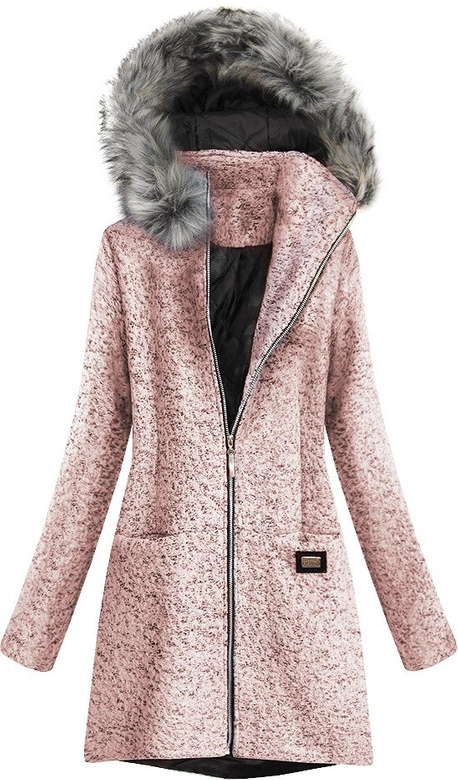 KRÓTKI PŁASZCZ ZIMOWY Z KAPTUREM RÓŻOWY (516/1ART)