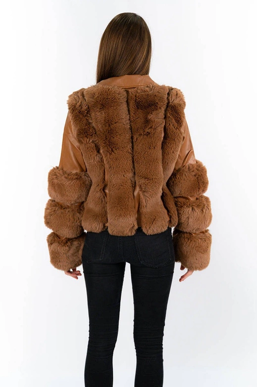 KRÓTKA RAMONESKA Z FUTREM KARMELOWA (CV2035)