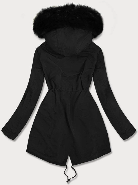 DAMSKA PARKA ZIMOWA NA MISIU CZARNA (W378BIG)