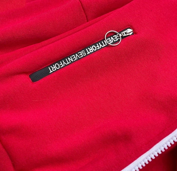 DAMSKA BLUZA DRESOWA Z KONTRASTOWYM ZAMKIEM CZERWONA (AMG837A)