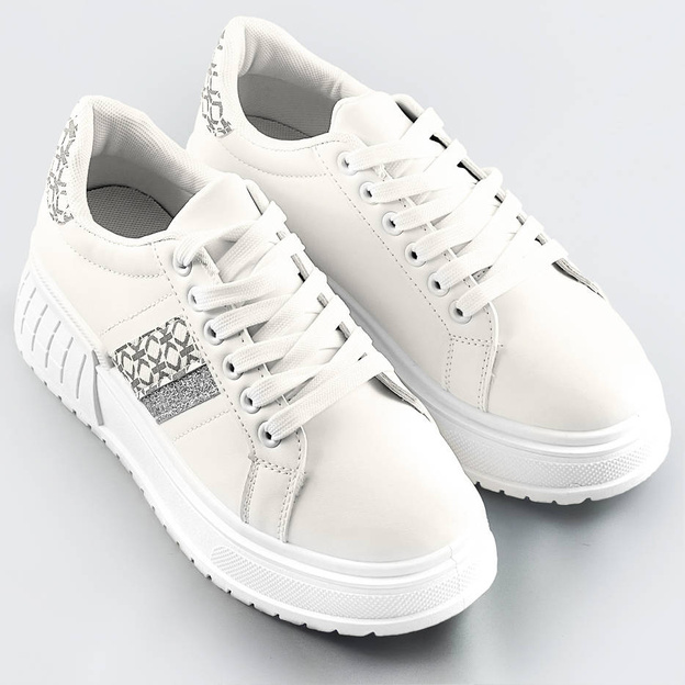 Sneakersy na grubej podeszwie białe (ad-576)