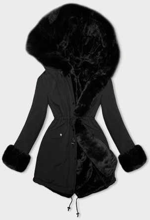 Dwustronna zimowa parka - futro J Style czarna (11Z8085)