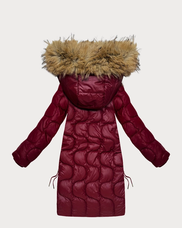 Kurtka damska z ozdobnym pikowaniem J Style bordowa (5M3351-1)