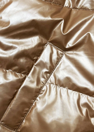 Krótka kurtka damska oversize beżowa (5M3193-84)