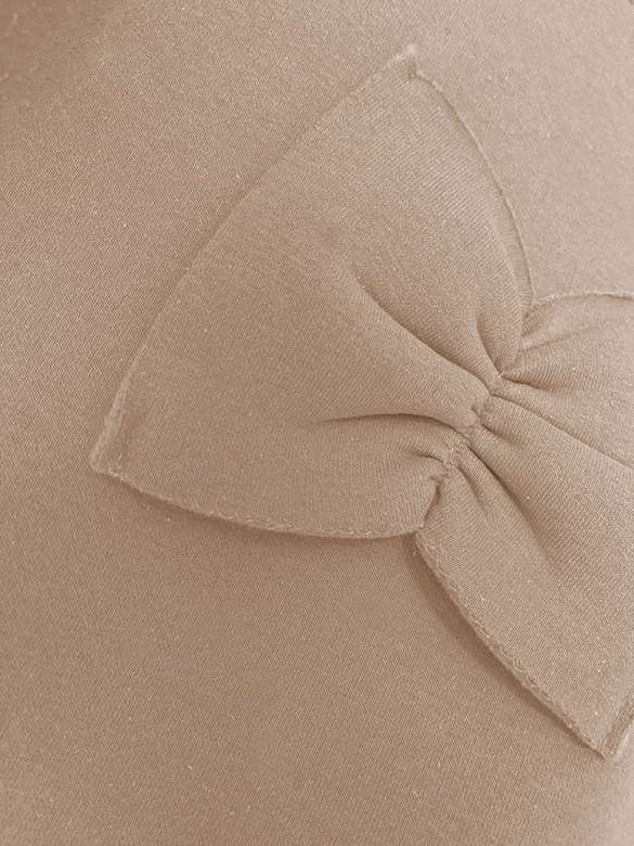 Ciepła bluza damska z kokardkami beżowa (23999)