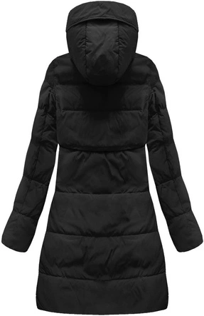 KURTKA Z PUCHEM NATURALNYM CZARNA (8063)