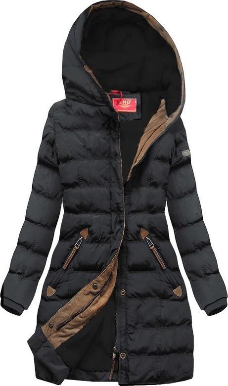 PIKOWANA DAMSKA KURTKA ZIMOWA Z KAPTUREM GRAFITOWA (A913)