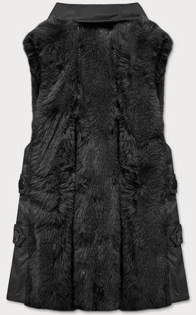 Elegancka kamizelka ekoskóra i futro czarna (br9592-101)