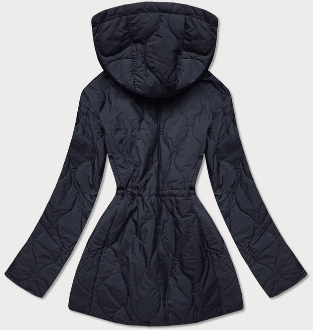 Pikowana kurtka dwustronna damska granatowo-żółta (mhm-w589)