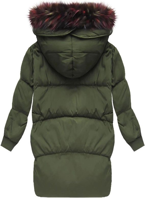 KURTKA OVERSIZE Z PUCHEM NATURALNYM KHAKI (7090)