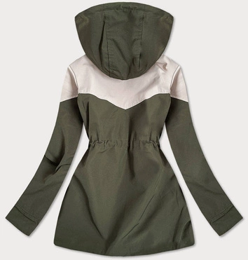 DWUKOLOROWA KURTKA PARKA DAMSKA KHAKI-BEŻ (BH2010)