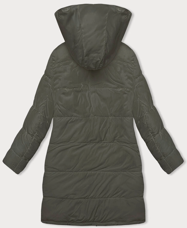 Gruba dwustronna kurtka zimowa damska czarny-khaki (V767)