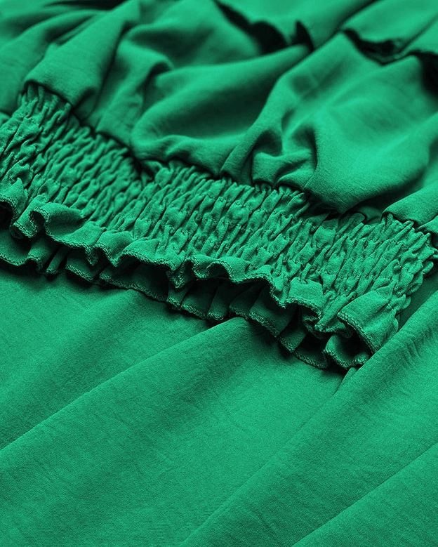 KOMPLET LUŹNE SPODNIE I BLUZKA HISZPANKA ZIELONY (8990)