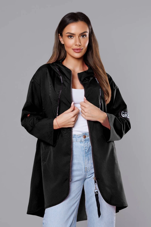 Cienka asymetryczna narzutka damska czarna (B8117-1)