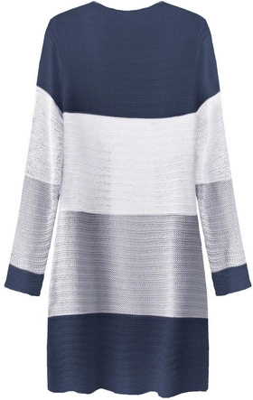 AŻUROWY KARDIGAN Z KIESZENIAMI GRANATOWO-BIAŁY (221ART)