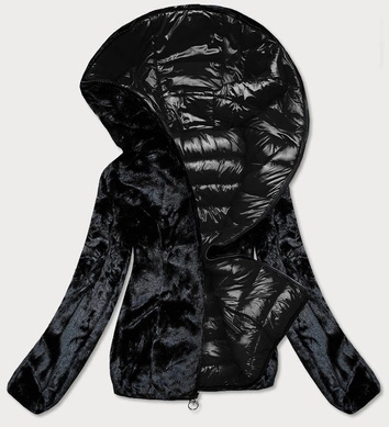 KRÓTKA DWUSTRONNA KURTKA DAMSKA ZIMOWA CZARNA (B9580-101)