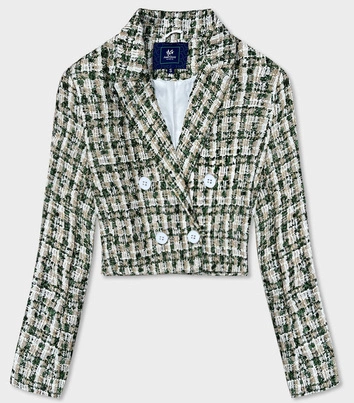 Krótka dwurzędowa marynarka zielona (AG3-1812)