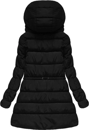 PIKOWANA KURTKA Z BROSZKĄ CZARNA (W600)