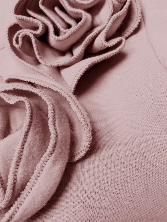 Dzianinowa bluza z różami różowa (16023)