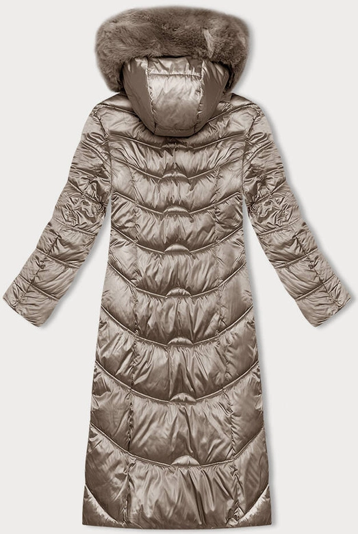 Długa kurtka zimowa z kapturem beżowa S'west (B8198-12)