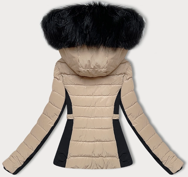 Krótka kurtka zimowa damska S'west beżowa (B8308-12)