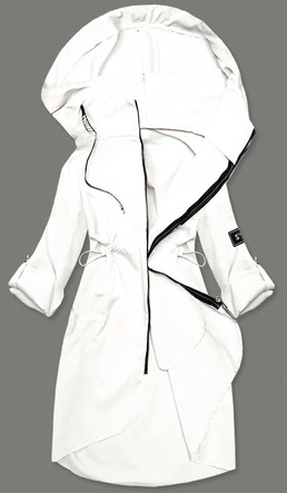 Cienka narzutka damska z kapturem śmietana (B8118-26)