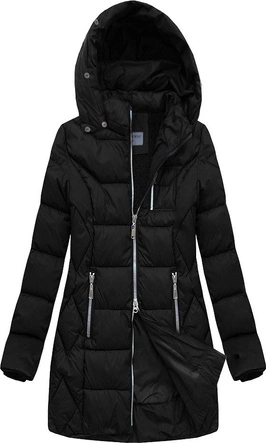 PIKOWANA KURTKA Z KAPTUREM CZARNA (B2644)