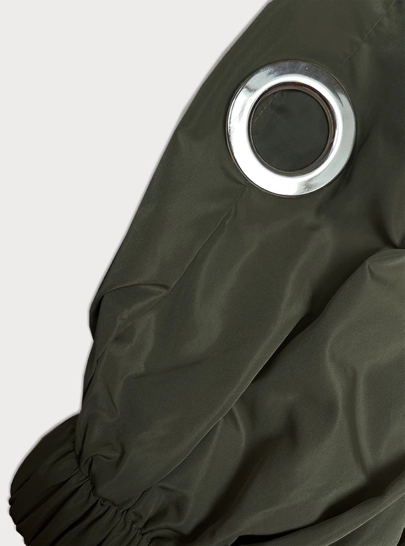 Luźna długa kurtka z kapturem khaki (TR982)