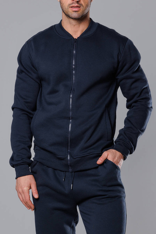 Dres męski bluza bomberka + spodnie ciemny granatowy (8C76-25)