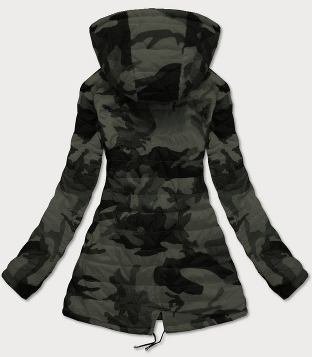 DWUSTRONNA PARKA DAMSKA Z KAPTUREM KHAKI-MORO (XW665X)