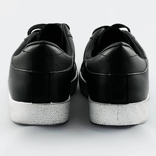 Damskie trampki z łączonych materiałów czarne (1088)