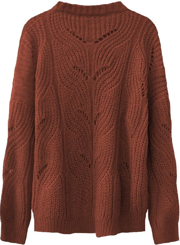 MIĘKKI AŻUROWY SWETER POMARAŃCZOWY (495ART)