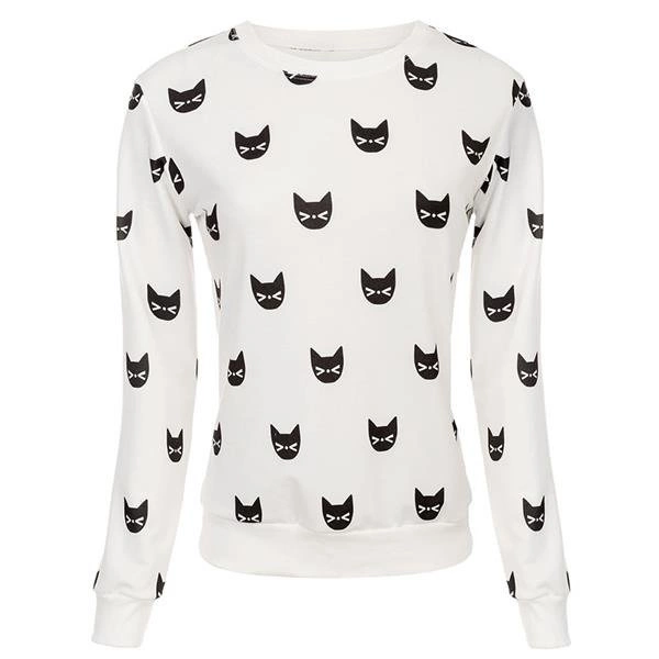 BLUZA W KOTKI ŚMIETANOWA (GOOD14)
