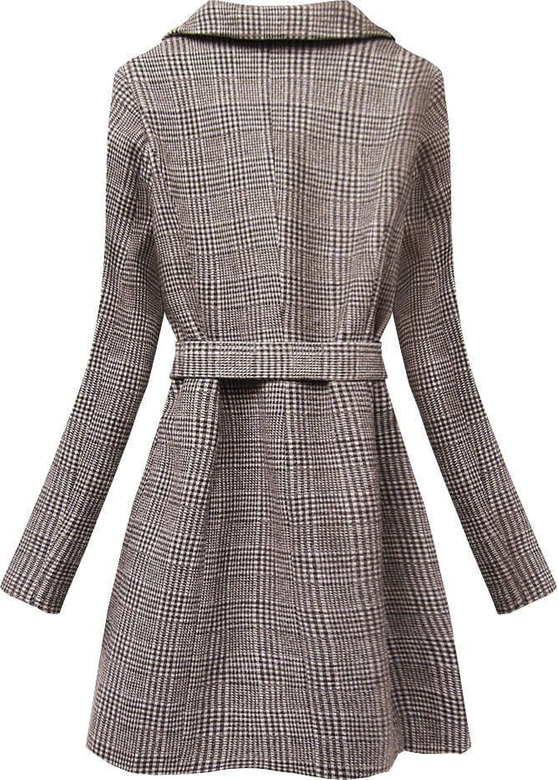 KLASYCZNY BRĄZOWY PŁASZCZ W KRATĘ (X2701-1X)