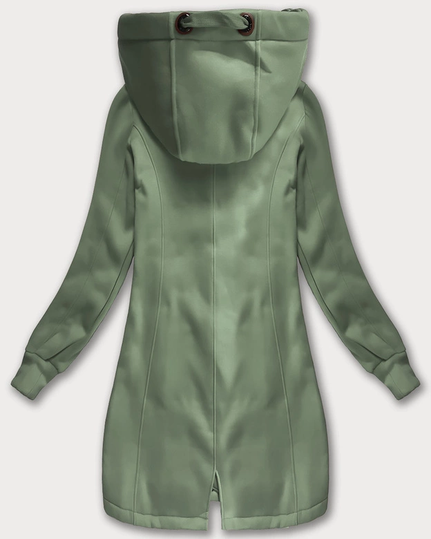 Długa bluza damska z kapturem szarozielona (AMG-675/2)