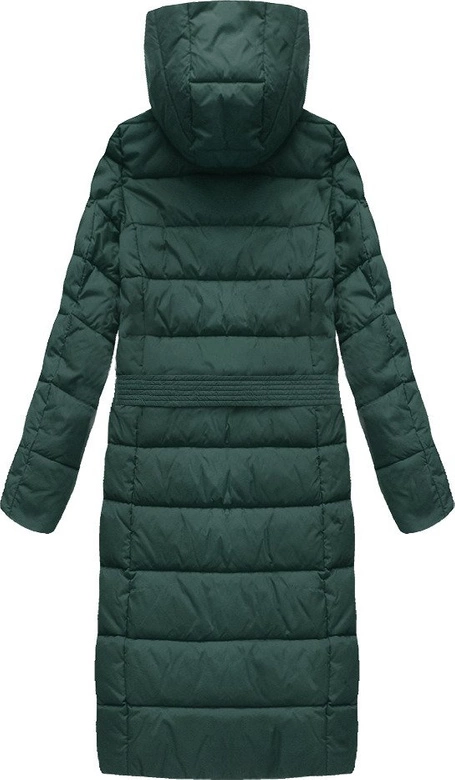 DŁUGA PIKOWANA KURTKA BUTELKOWA ZIELEŃ (7704)