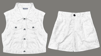 Letni komplet kamizelka i krótkie spodenki biały (72018)