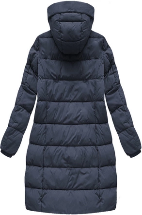 PIKOWANA KURTKA DAMSKA ZIMOWA Z KAPTUREM GRANATOWA (7790-PLUS)