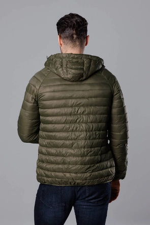 Pikowana kurtka męska z kapturem oliwka (HM112-7)