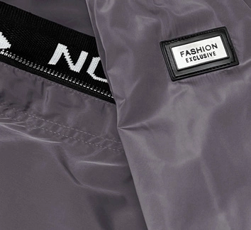 Cienka kurtka damska z ozdobną lamówką ciemny szary (B8145-9)