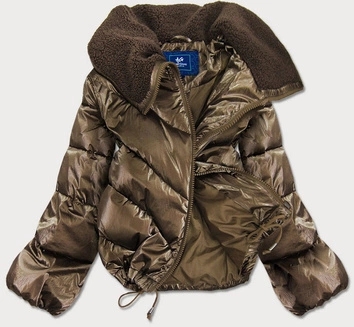 KRÓTKA KURTKA OVERSIZE Z SZEROKIMI RĘKAWAMI BRĄZOWA (J9-016)