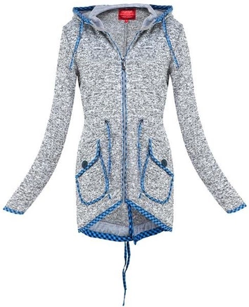 BLUZA Z KAPTUREM SZARO-BIAŁA (LX2256)