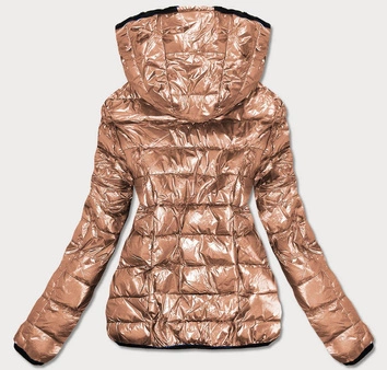 KRÓTKA BŁYSZCZĄCA DWUSTRONNA KURTKA DAMSKA ZŁOTA (B9542)