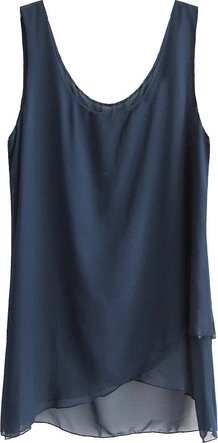 ASYMETRYCZNA SZYFONOWA BLUZKA GRANATOWA (X6001X)